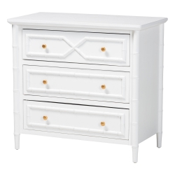 bali & pari Lucia Mahogany Wood 3-Drawer Chest with Bamboo Motif